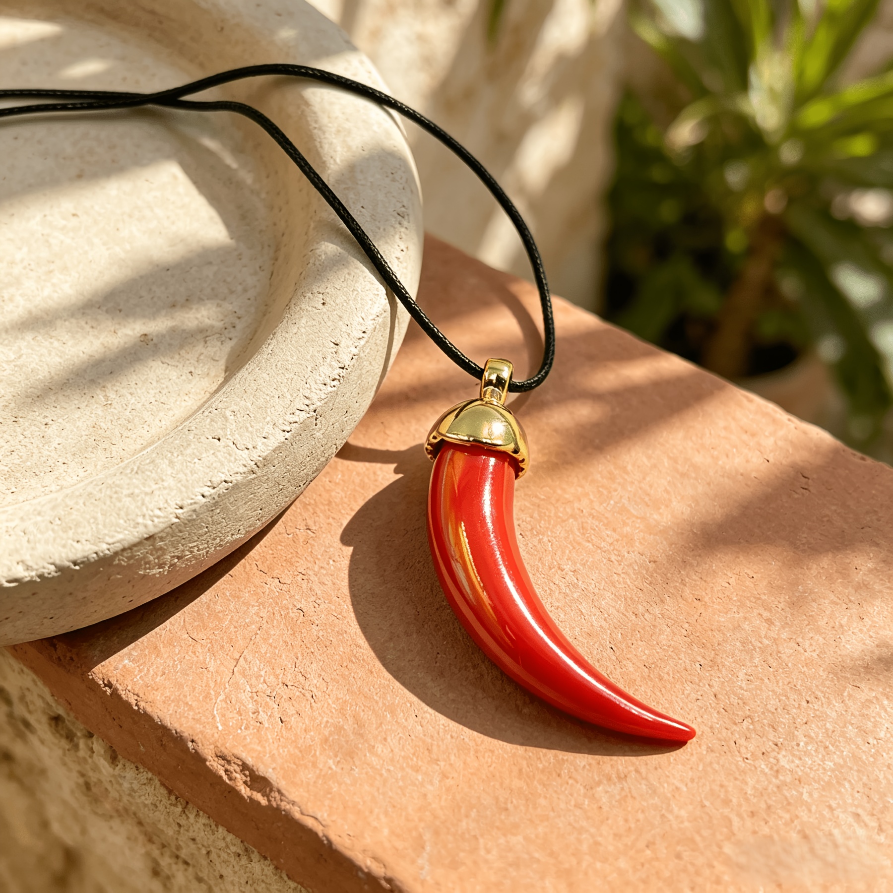Adjustable Long Black Cord Red Chili Pepper Necklace
